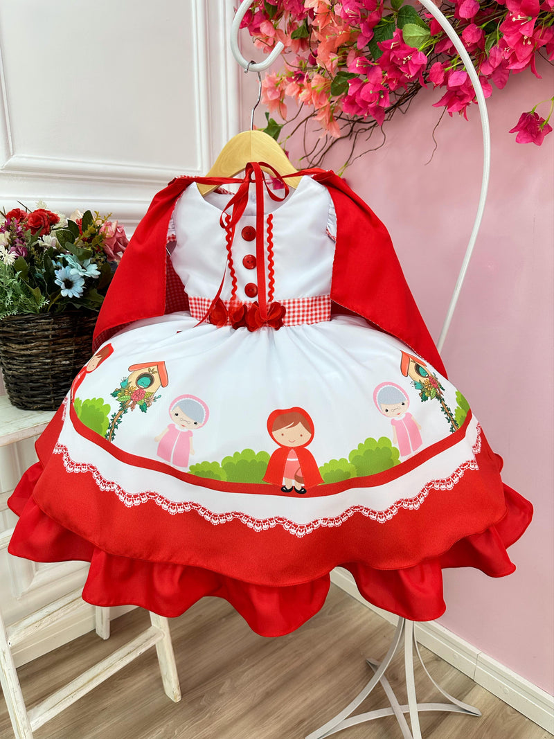 Vestido Infantil Chapéu Vermelho C/ Capuz