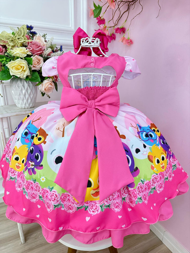 Vestido Infantil Rosa Bolofofos C/ Cinto de Pérolas Festas (1042RS)