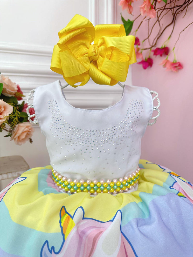 Vestido Infantil Unicórnio Festas de Aniversário Luxo