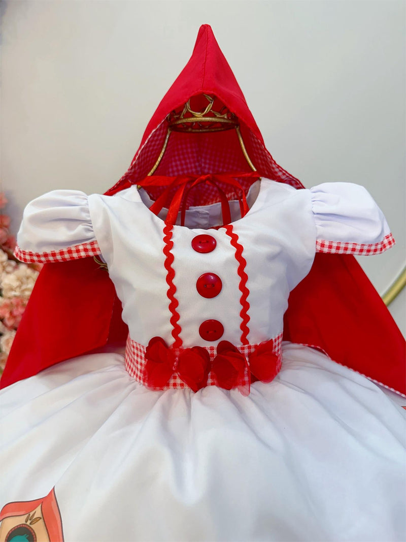 Vestido Infantil Chapéu Vermelho C/ Capuz