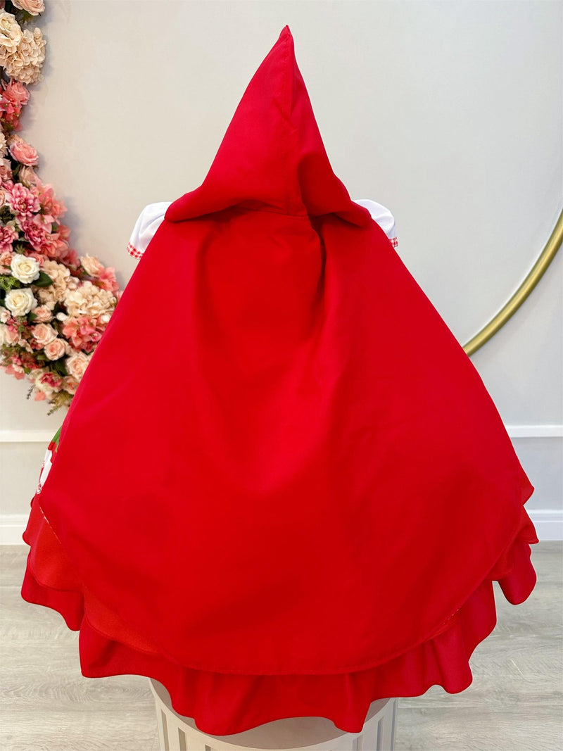 Vestido Infantil Chapéu Vermelho C/ Capuz