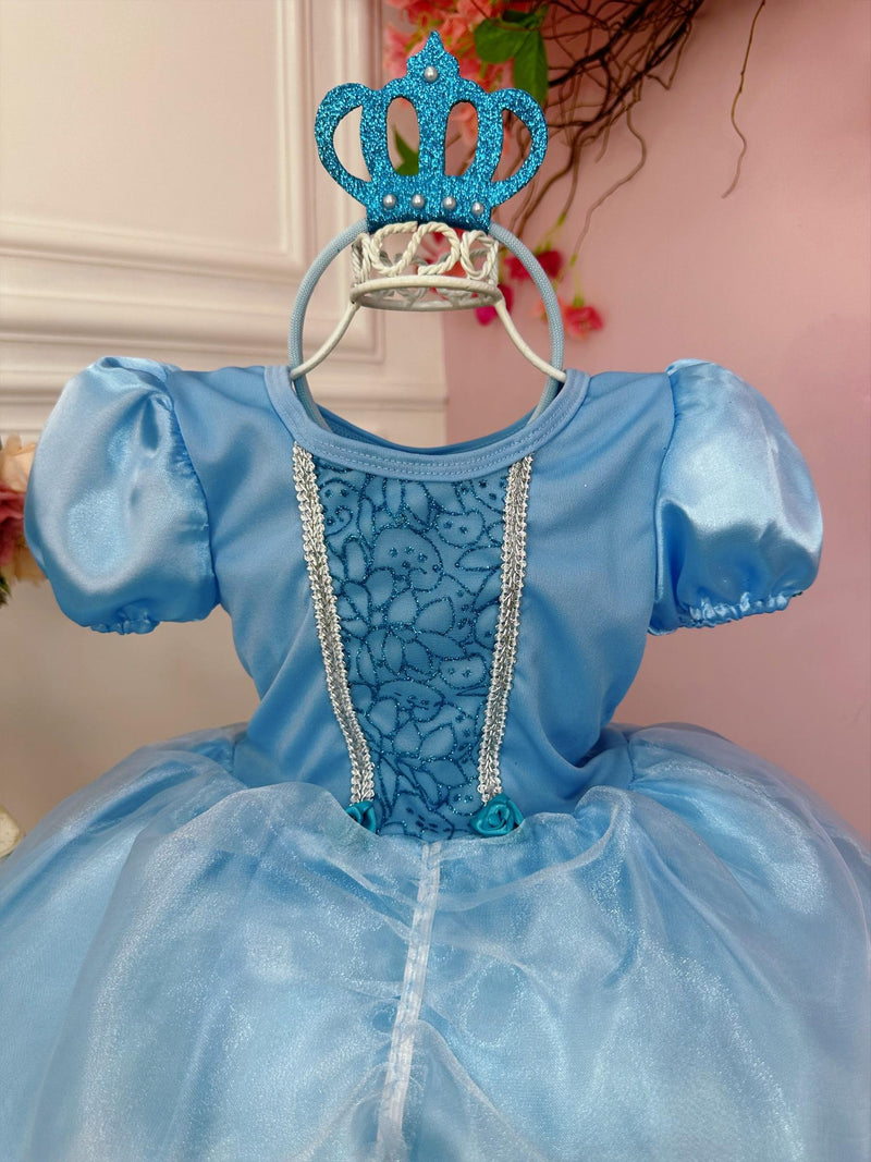 Kit Princesa Fantasia Infantil Frozen Com Luva e Tiara Festa