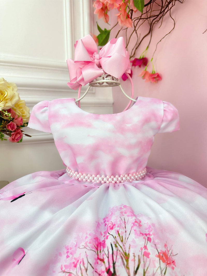 Vestido Infantil Rosa Bosque Encantado dos Animais Festas