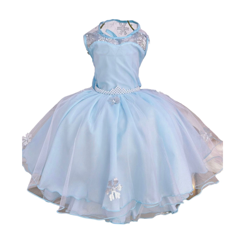 Vestido Infantil Frozen Princesas Capa de Luxo Aniversário