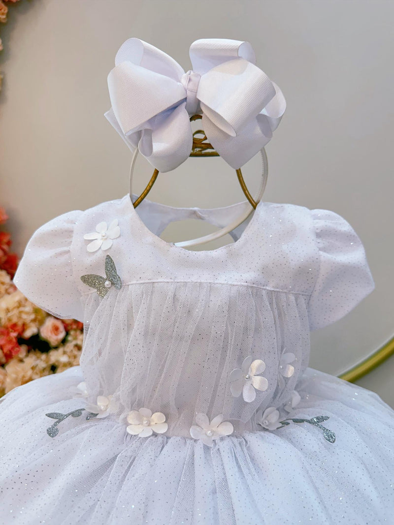 Vestido Infantil Branco Jardim Encantado C/ Babados Luxo