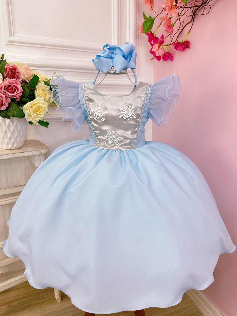 Vestido Infantil Princesas Frozen Elsa e Anna C/ Capa