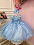 Vestido Infantil Frozen C/ Capa e Laço Princesas Festas Luxo