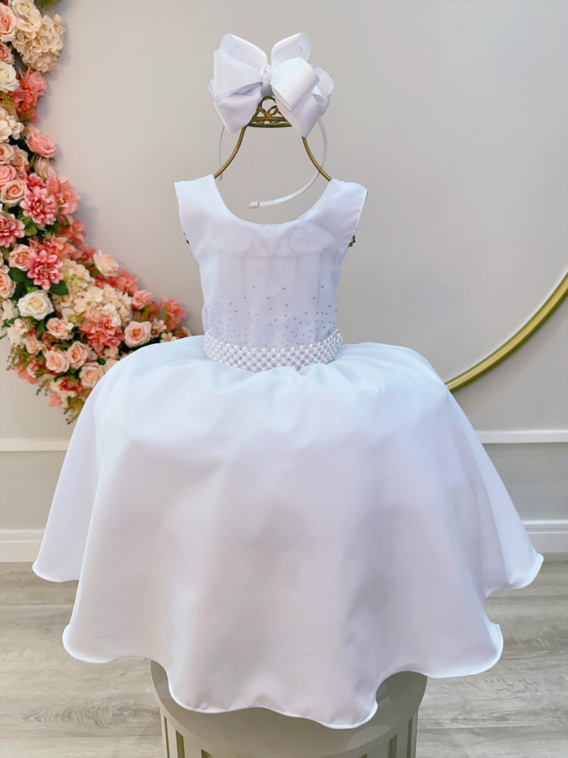 Vestido Infantil Branco Luxo Batizado Casamento Festa Damas