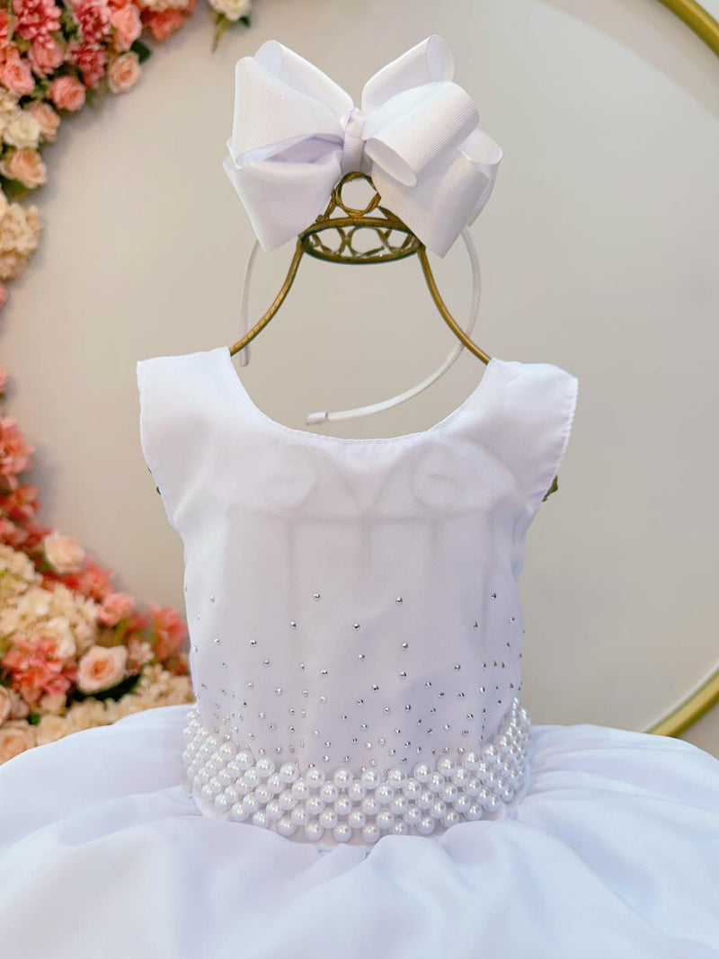 Vestido Infantil Branco Luxo Batizado Casamento Festa Damas