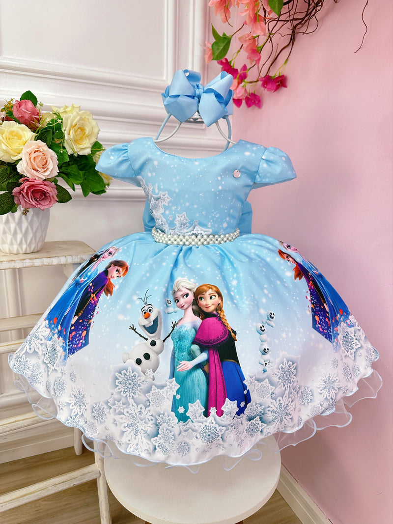 Vestido Infantil Princesas da Disney Frozen Elsa Anna Festas (3463AZ)