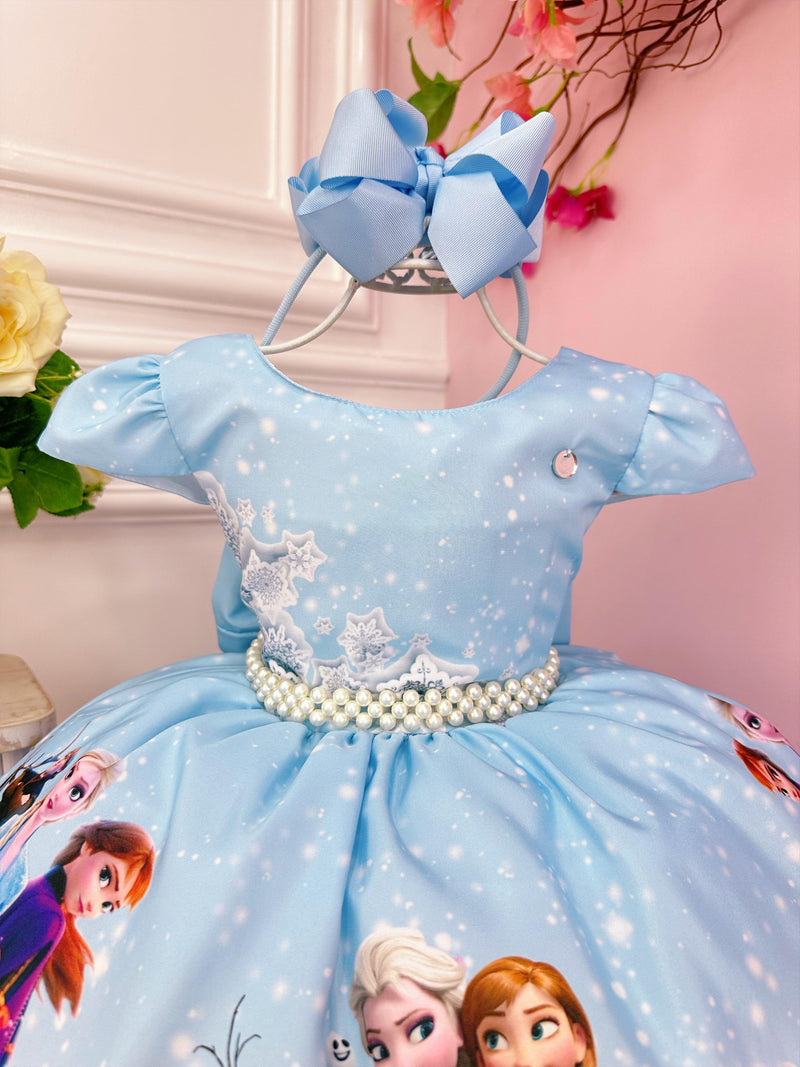 Vestido Infantil Princesas da Disney Frozen Elsa Anna Festas (3463AZ)