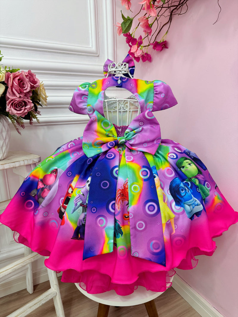 Vestido Infantil Divertidamente Colorido C/ Laço Luxo Festas (1031CL)