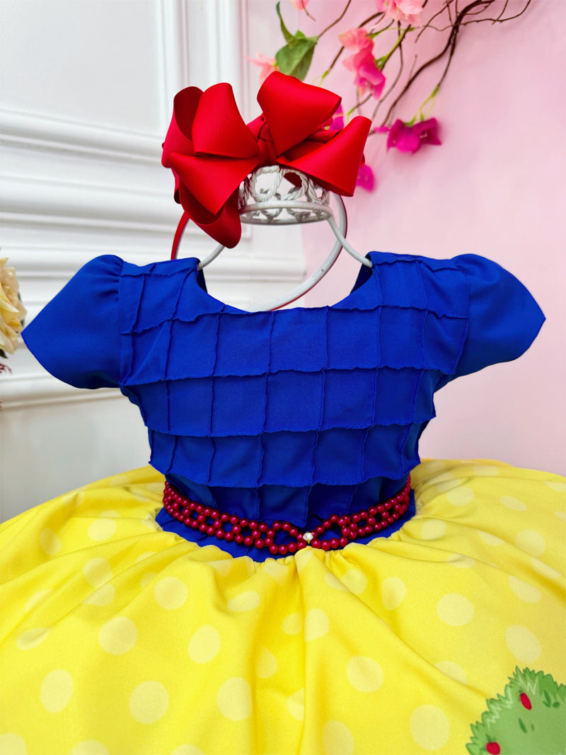 Vestido Infantil Branca de Neve Princesas Azul C/ Pérolas (0888AD)