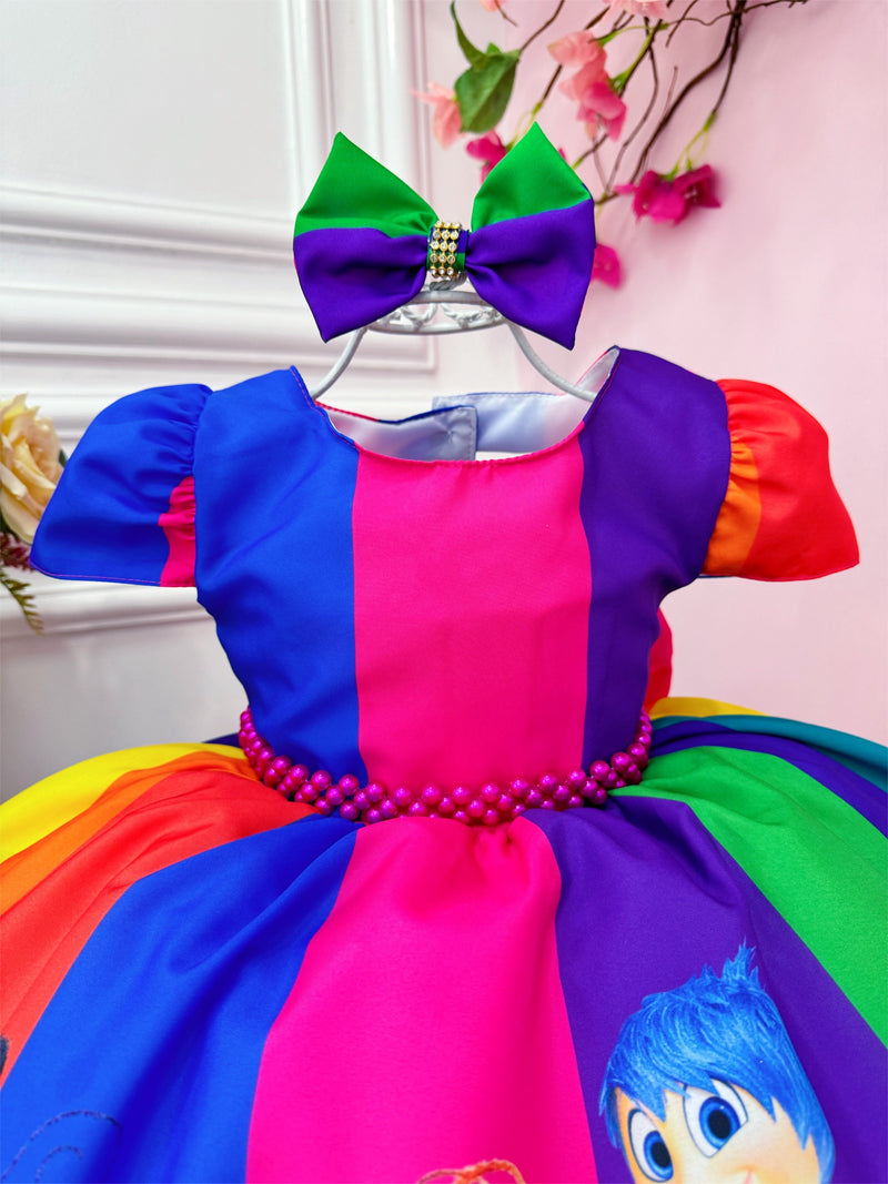 Vestido Infantil Divertidamente Colorido C/ Laço Festas (0050CV)