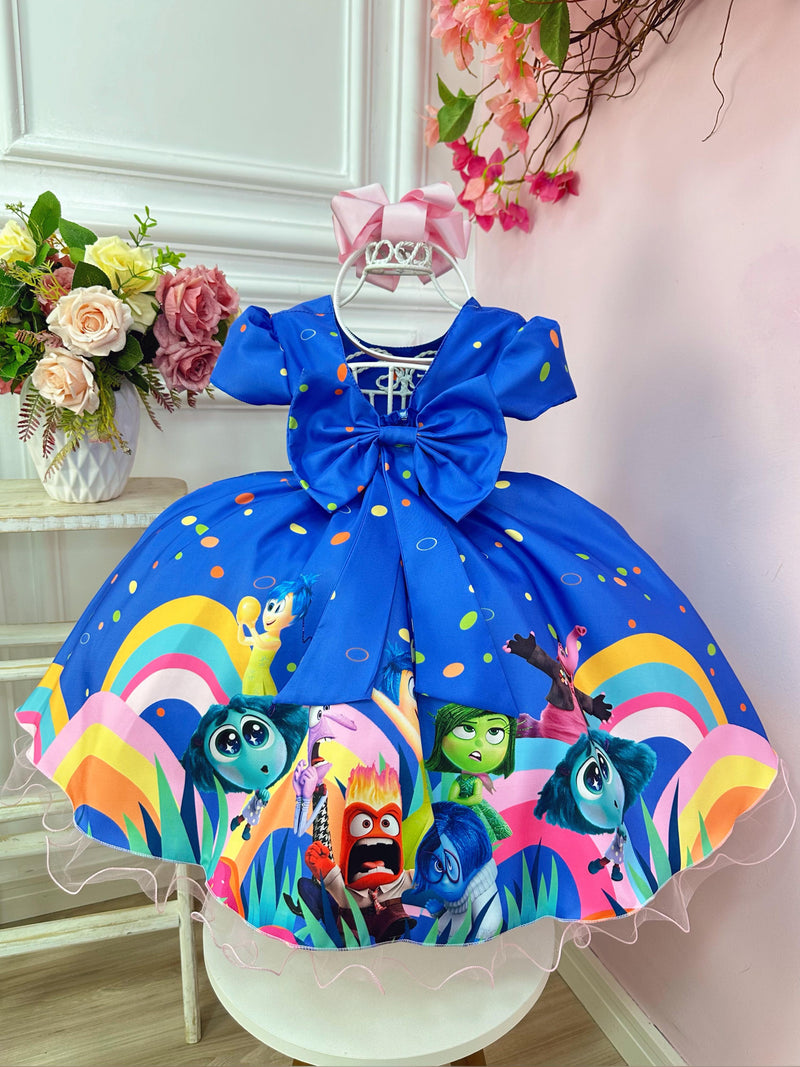 Vestido Infantil Divertidamente Azul C/ Cinto de Pérolas (3029AZ)