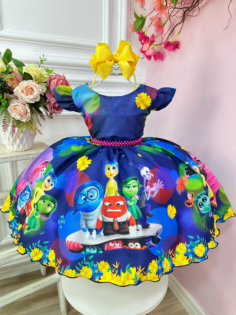 Vestido Infantil Divertidamente Azul Escuro Colorido Festas (1332AR)