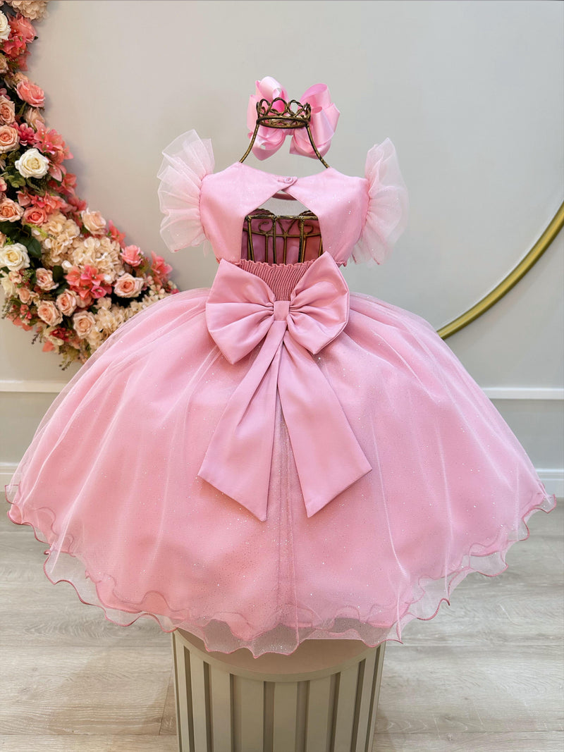 Vestido Infantil Rose Com Cinto de Pérolas Daminhas (3626RE)