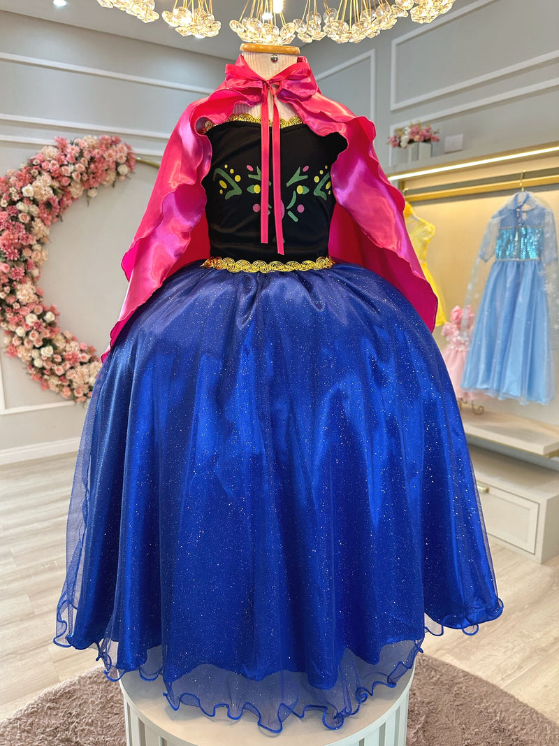 Fantasia Infantil Princesas Anna Frozen C/ Capa Luxo Festas (3120CL)