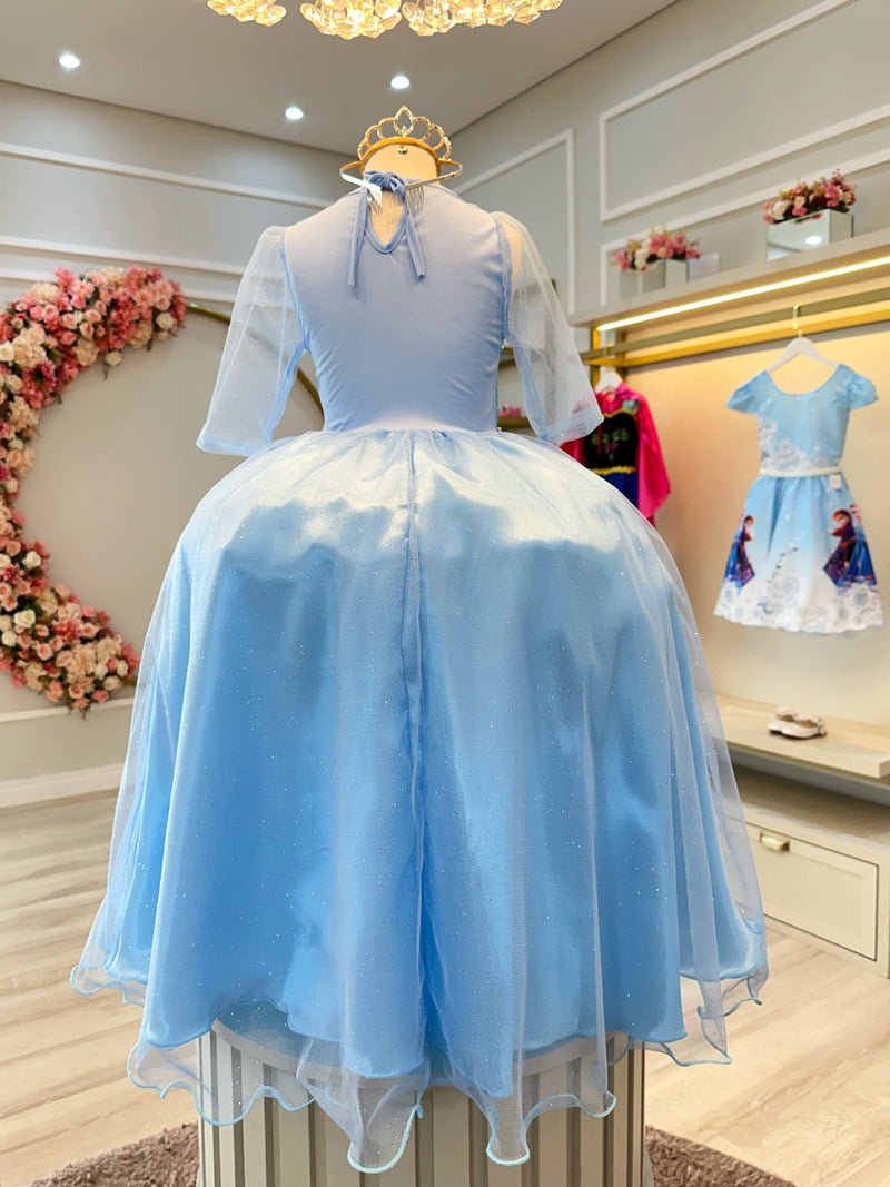 Fantasia Infantil Princesas Elsa Frozen C/ Capa Luxo Festas (3121AZ)