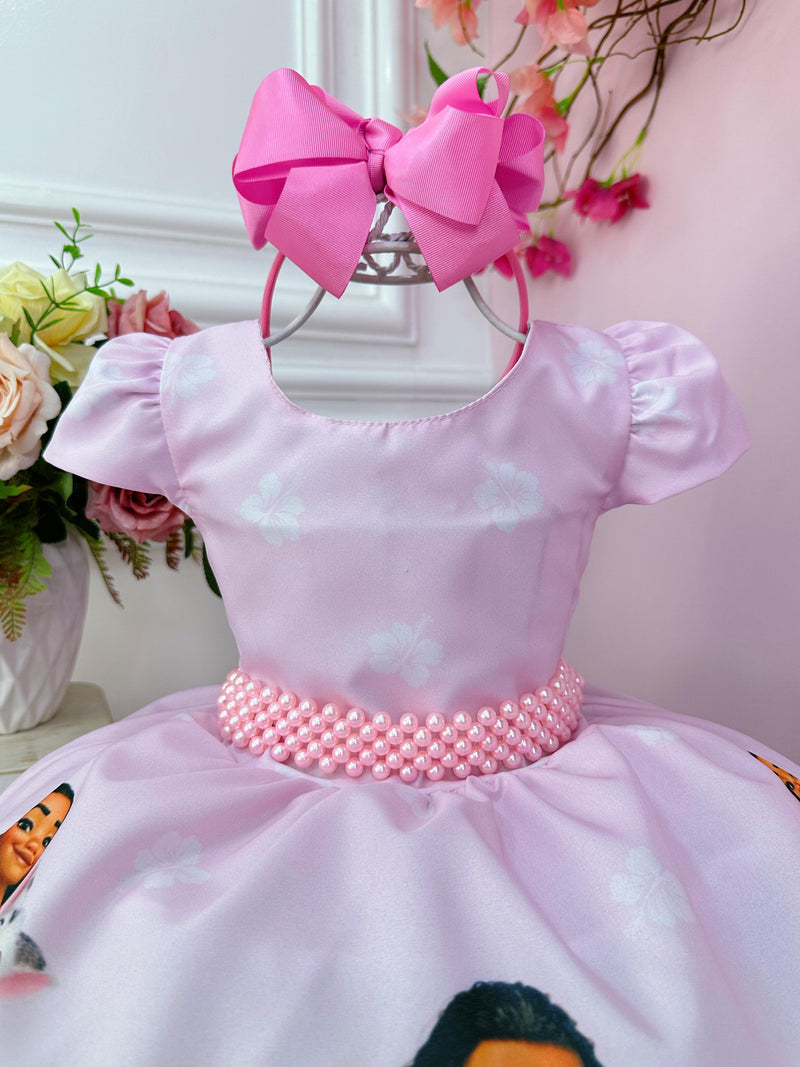 Vestido Infantil Rosa Moana na Praia Festas Luxo (0048RS)