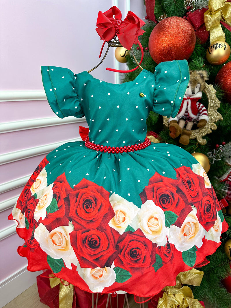 Vestido Banana Club Verde Florido Vermelho Natal (VESTBNNCLBVRDFLRVRMLNTL)