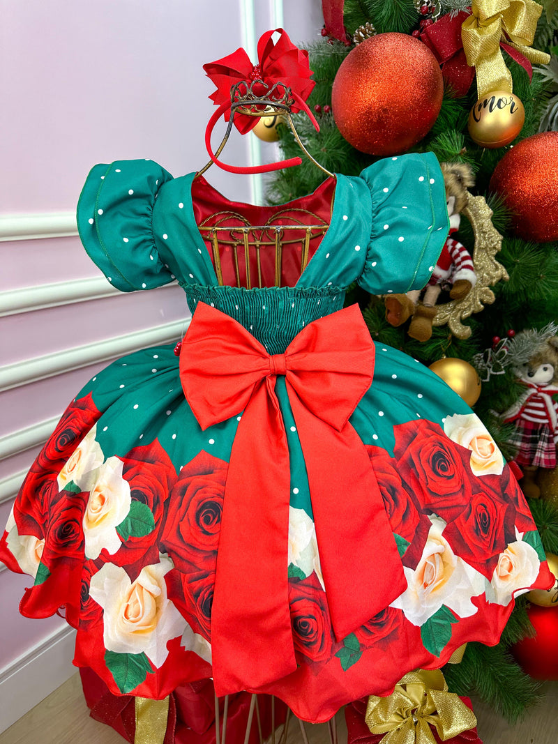 Vestido Banana Club Verde Florido Vermelho Natal (VESTBNNCLBVRDFLRVRMLNTL)