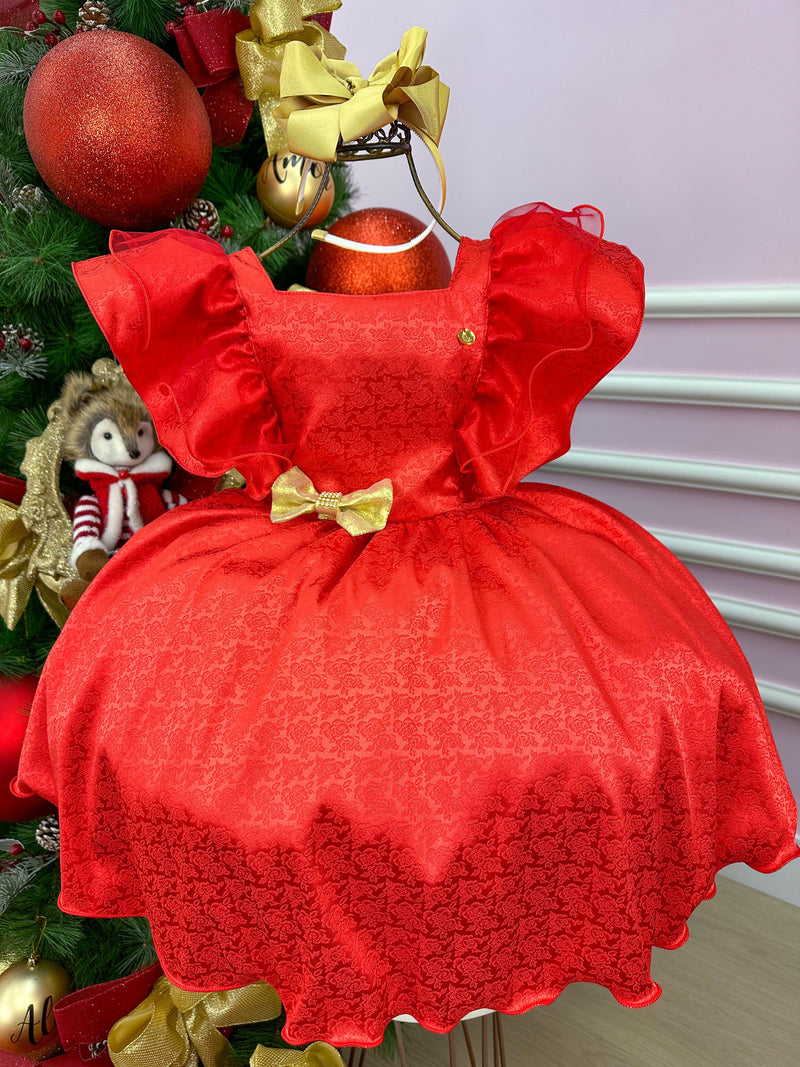 Vestido Banana Club Vermelho Laço Dourado Natal (VESTBNNCLBVRMLCDOUNTL)