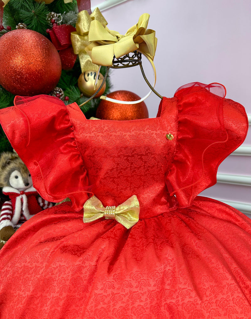 Vestido Banana Club Vermelho Laço Dourado Natal (VESTBNNCLBVRMLCDOUNTL)