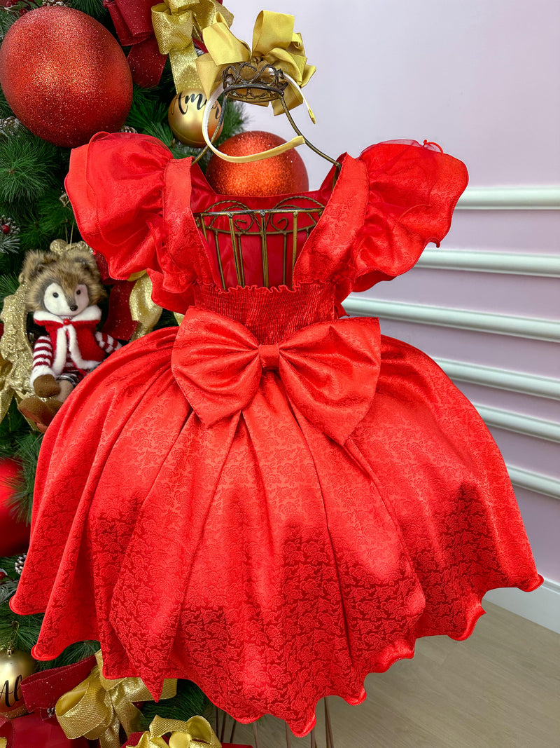 Vestido Banana Club Vermelho Laço Dourado Natal (VESTBNNCLBVRMLCDOUNTL)