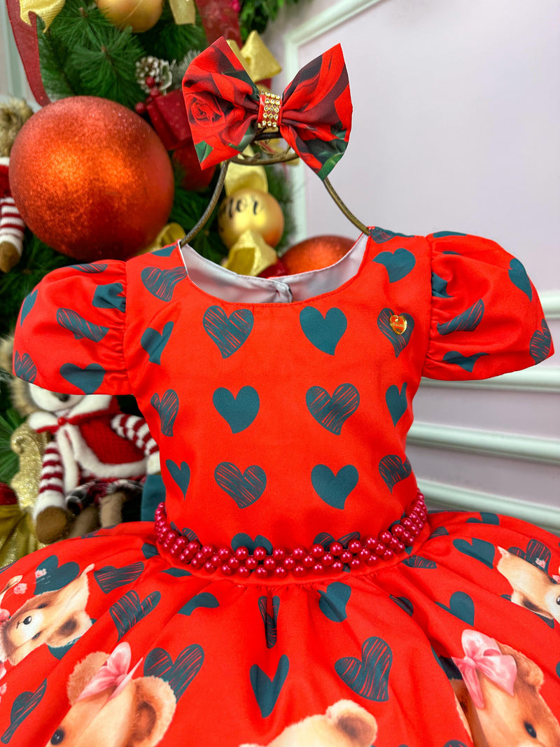 Vestido Mimadine Ursinho Vermelho Natal (VESTMMDNURSNVRMLNTL)