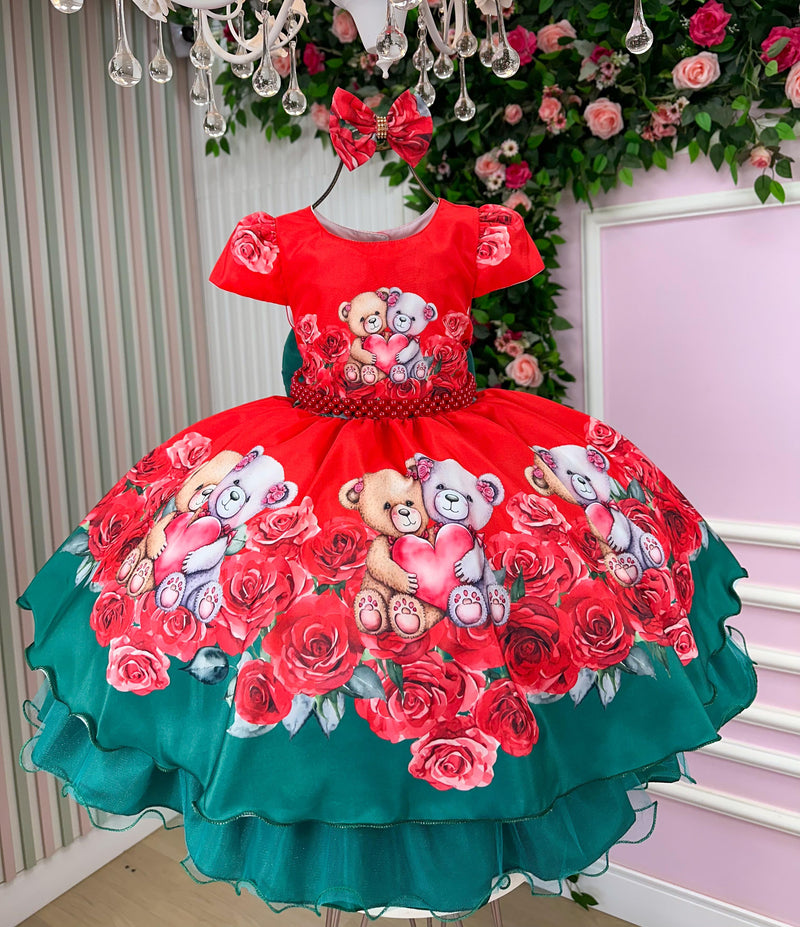 Vestido Mimadine Mary Natal Ursinhos Vermelho (VESTMMDMRNTURSNVRML)