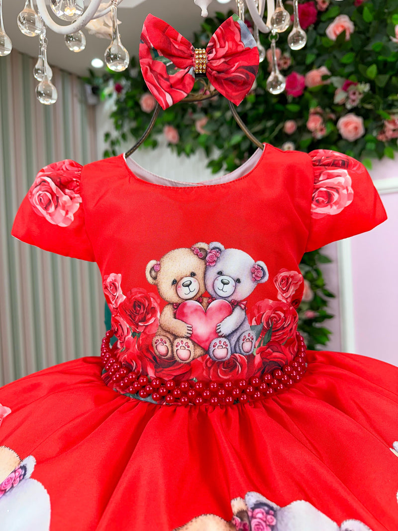 Vestido Mimadine Mary Natal Ursinhos Vermelho (VESTMMDMRNTURSNVRML)