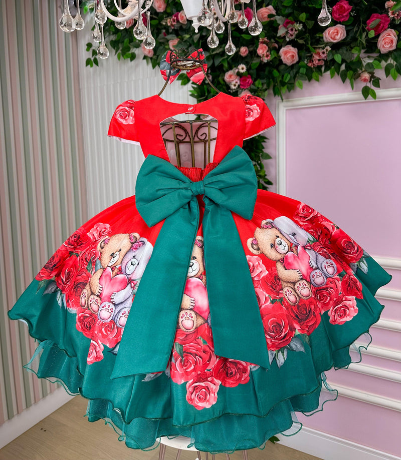 Vestido Mimadine Mary Natal Ursinhos Vermelho (VESTMMDMRNTURSNVRML)