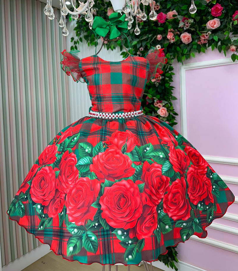 Vestido Marie Eduarda Floral Vermelho - Natal (VESTMRDRLHONTAL)