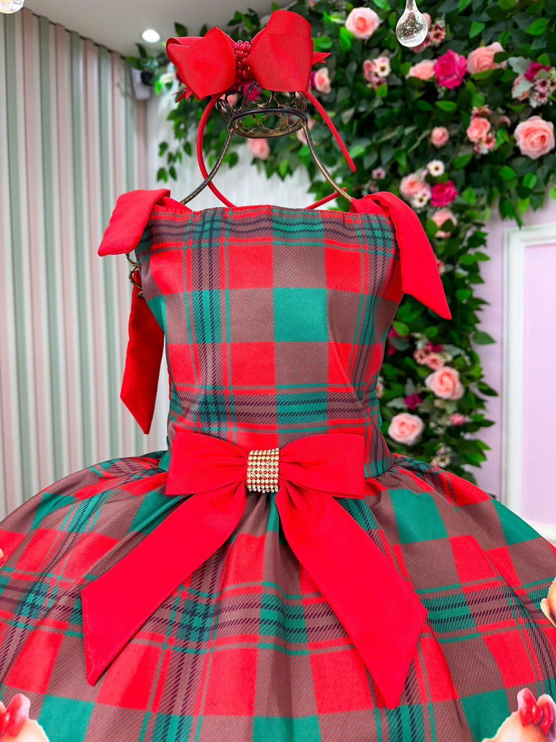 Vestido Marie Madeline Ursinho Xadrez Vermelho - Natal (VESTMRMDLURNVRMLXRZ)