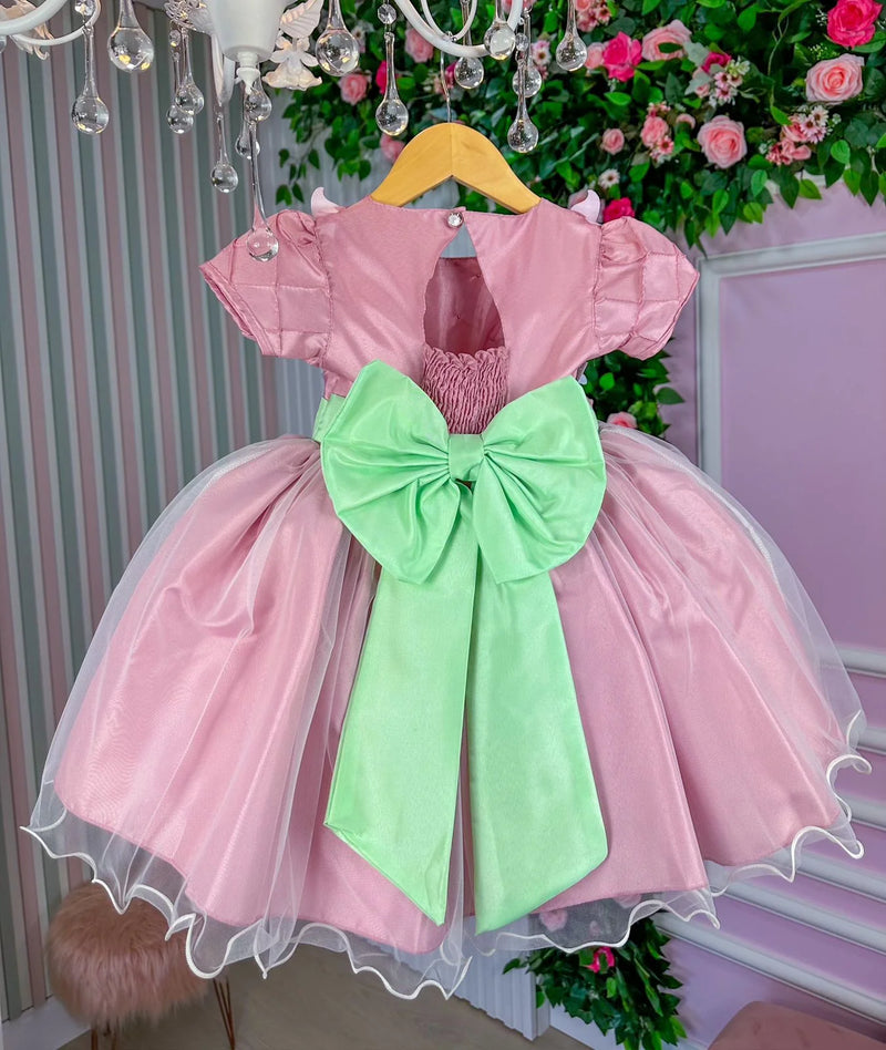 Vestido Infantil Marie Jardim Encantado Rosê